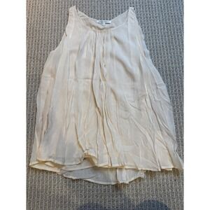 Rebecca Minkoff Pleated Silk Blend Tank Top Ivory Size L